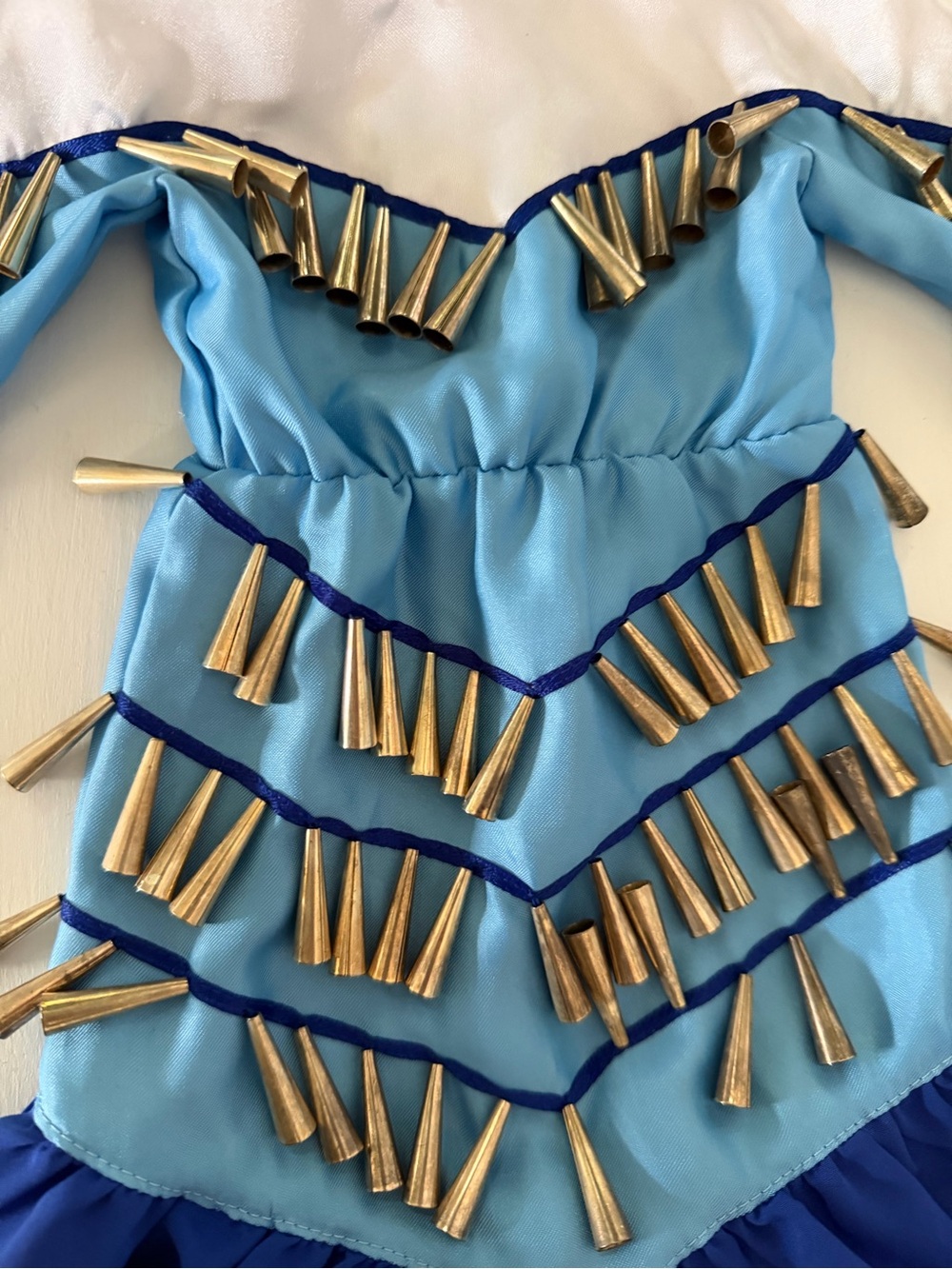 Retired American Girl Kaya’s Blue and Gold Jingle Fringe Dance Costume - Picture 4 of 8